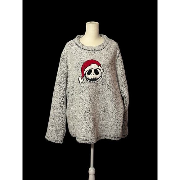 Disney The Nightmare Before Christmas Jack Skellington Sherpa Sweater Gray 2X - Picture 1 of 8